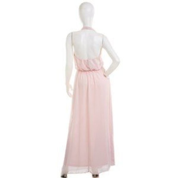 AMSALE NOUVELLE Erica Pink Halter Chiffon Gown - Picture 3 of 5